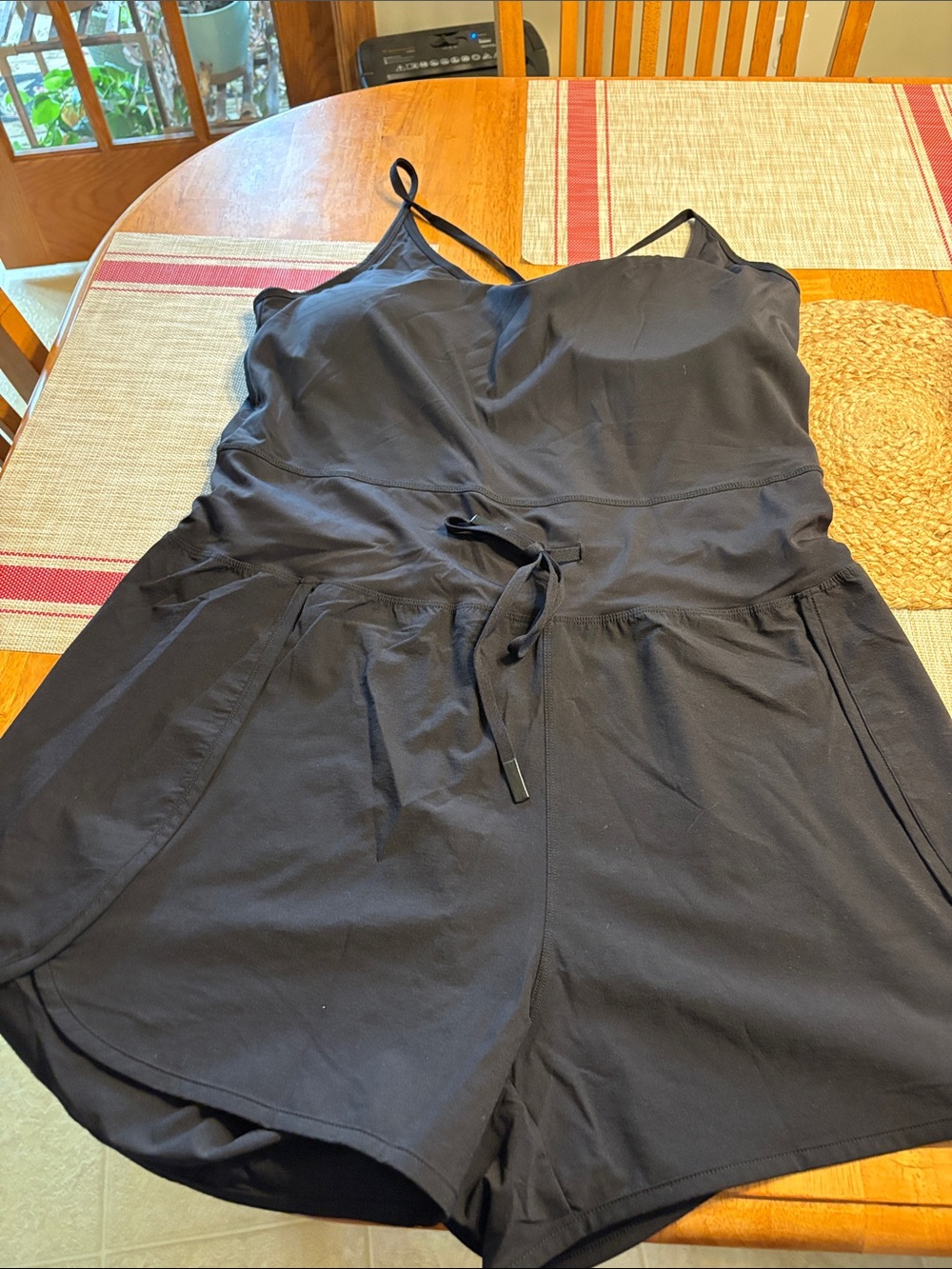 Mono B Black Romper with Drawstring Waist NWOT, adjustable straps, removable pad